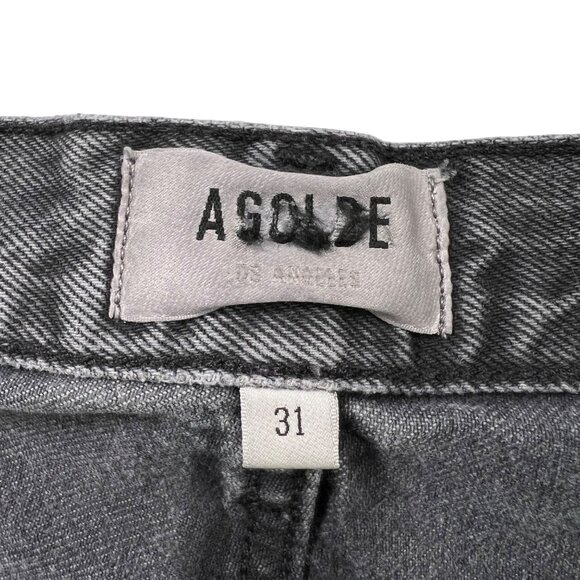 AGOLDE 90's Pinch Waist Jeans High Rise Straight Leg in Black Tea Size 31 - Picture 6 of 13